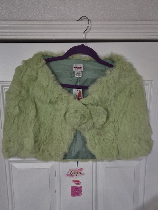 JOIA ACCESSORIES Other - Unbranded Girls' Light Green 100% Rabbit Fur Cropped Jacket